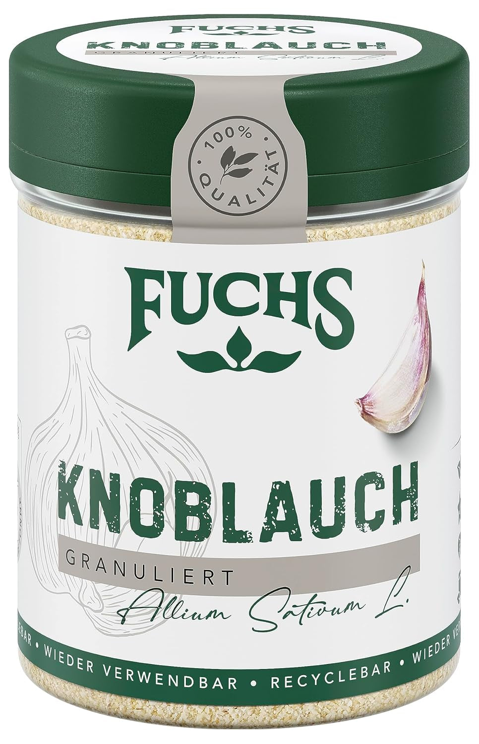 Fuchs Gewürze - Czosnek granulowany - würzig-zwiebliger Geschmack für Tzatziki, Knoblauchbutter oder Gemüsegerichte - naturalne składniki - 85 g w wiederverwendbarer, recyclebarer Dawka