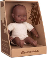 Miniland Dolls: Afrikanische Puppe 32 cm mit weichem Körper. Lieferung in Geschenkbox.