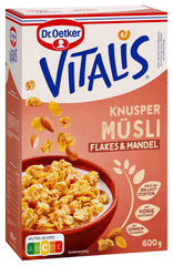 Dr. Oetker Vitalis Crunchy Flakes: Chrupiące musli z płatkami kukurydzianymi i kawałkami migdałów, opakowanie 5 szt. (5 x 600g)