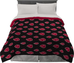 Franco Naruto Anime Akatsuki Pattern Lenjerie de pat moale microfibră Plapumă Queen, (produs oficial Naruto) Plapumi si pilote Naty Shop Naruto Regina