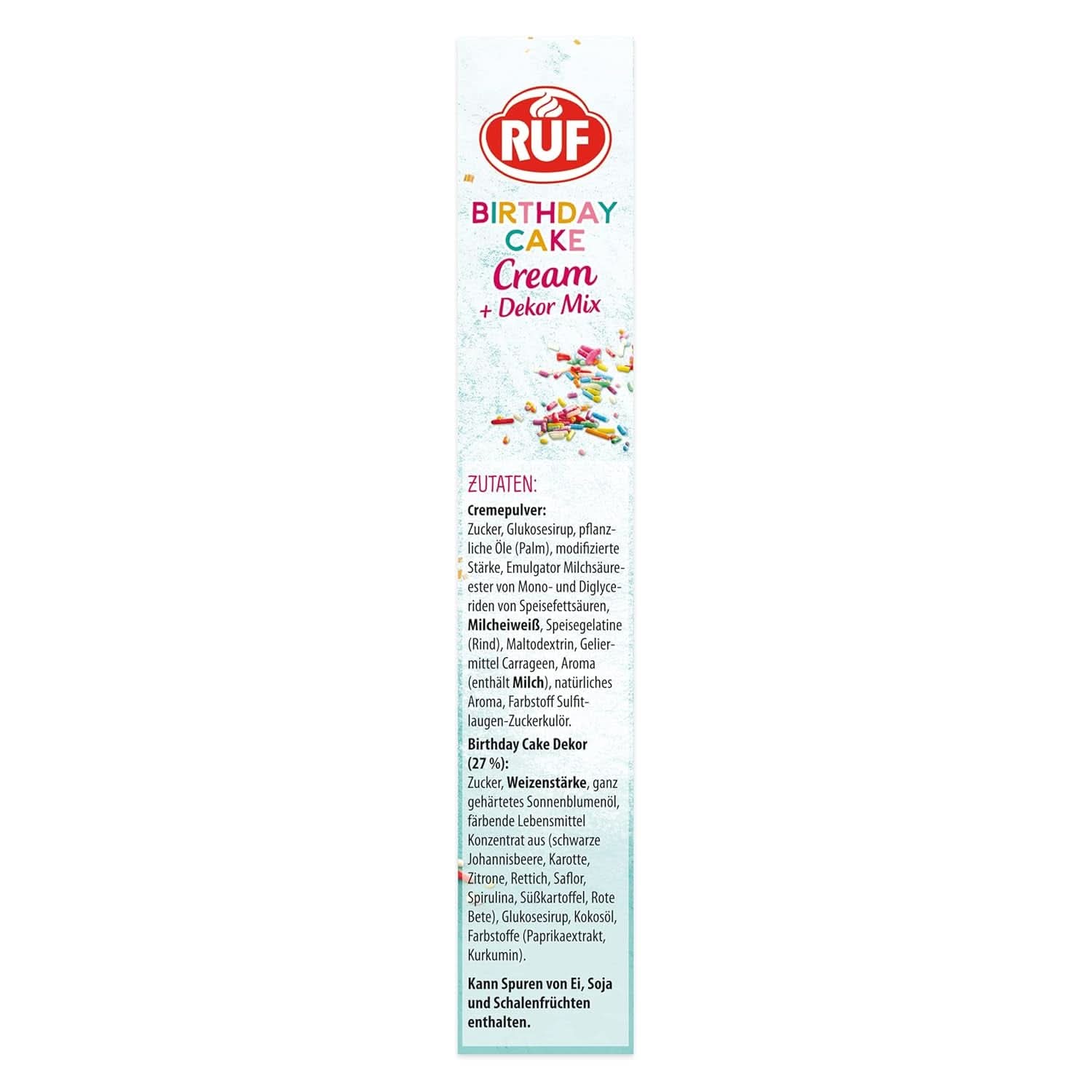 RUF Birthday Cake Cream, pudră de cremă cu aromă de vanilie și caramel și decor colorat, 110 grame Glazuri si Decor Naty Shop
