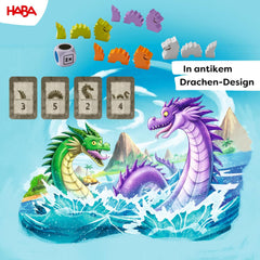 HABA Water Dragons - gra w kości i strategia dla dzieci 5+ - ekscytująca gra planszowa ze smokami i drewnianymi figurkami - gra rodzinna dla 2-4 graczy - 1307133001