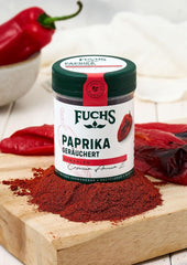Fuchs Gewürze - Paprika geräuchert gemahlen - rauchiger Gesmack für BBQ, Gulasch oder Tofu - naturalne Składniki - 60 g w wiederverwendbarer, recyclebarer Dawka