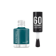 Rimmel 60 Seconds Super Shine Lakier do paznokci, szybkoschnący, żywy kolor, długotrwały, 8 ml, 104 True Blue