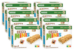 NESTLÉ CINI MINIS Batony cynamonowe, pełnoziarnista chrupiąca przekąska z wapniem, 8 opakowań (4 x 25 g każde)