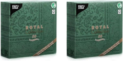 50 șervețele "Colecția ROYAL" 1/4 pliere 40 Cm X 40 Cm verde închis "Ornamente"