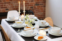 Set de cești de cafea Sänger New Port, set de 12 cești pentru 6 persoane, cești și farfurioare din porțelan alb, 150 ml | COLECȚIA PREMIUM