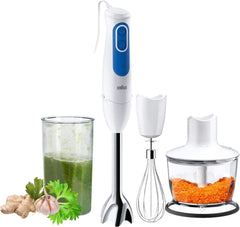 Braun Household Stabmixer MQ 3035 WH - Multiquick 3 Pürierstab Mit Edelstahl-Mixfuß, 2 Geschwindigkeiten, Spritzschutz, Spülmaschinenfest, Zerkleinerer, Schneebesen & 600Ml Mix- Und Messbecher, Weiß Kitchen Naty Shop
