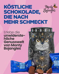 Monty Bojangles Savanna Gold Chocolate Trufle (135g) Praliny w proszku kakaowy Zestaw upominkowy w indywidualnym kształcie kota Pudełko kolekcjonerskie Flutter Scotch Flavor