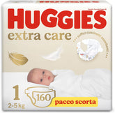 Pieluszki dziecięce Huggies Extra Care, rozmiar 1 (2-5 kg), superchłonne, Disney Design, opakowanie zbiorcze, 160