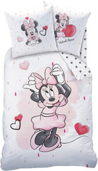Pościel Myszka Minnie Kinderbettwäsche 1 Kissenbezug 80X80 cm + 1 Bettbezug 135X200 cm 100% Baumwolle Naty Shop
