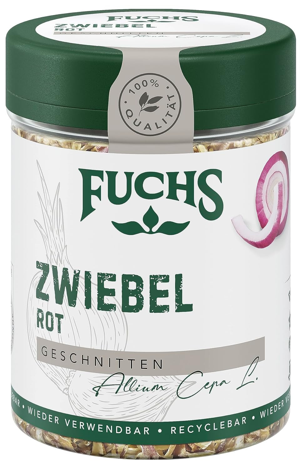 Fuchs Gewürze - Zwiebel rot geschnitten - Gewürz für Pürees, Salad oder Brotaufstriche - naturalne składniki - 40 g w wiederverwendbarer, recyclebarer Dawka