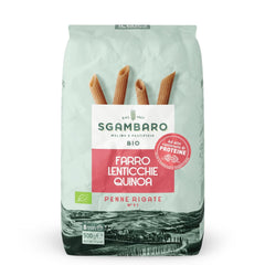 Organiczny makaron Penne Rigate N.91 - 500g z mąką orkiszową, mąką z soczewicy i mąką z komosy ryżowej - Bogaty w białko, źródło błonnika i białka