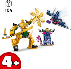 LEGO NINJAGO Mech bojowy Arina, zabawka Ninja dla dzieci w wieku od 4 lat Z figurkami W zestawie. Arin z mini kataną, figurkami i mechami, mały prezent dla chłopców i dziewcząt 71804 Zestawy do budowania Besuche den LEGO-Store