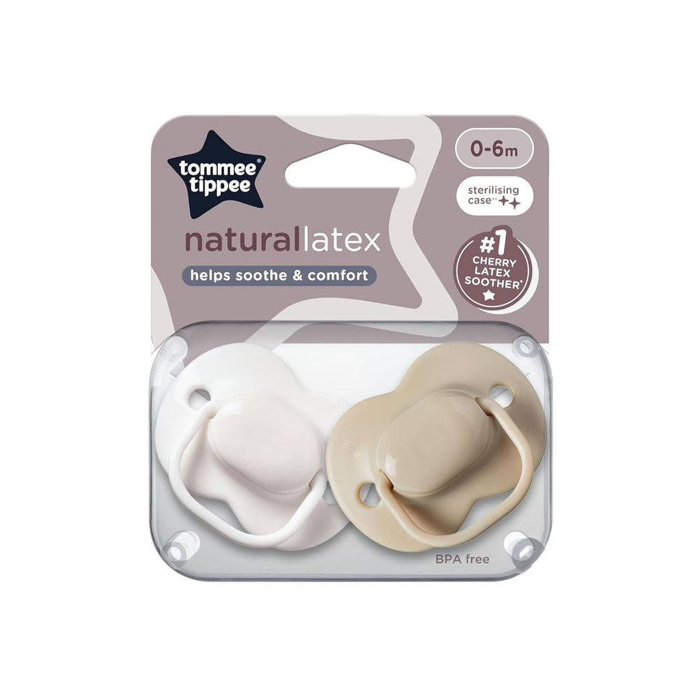 Suzete Tommee Tippee Cherry Latex 0-6 luni, pachet de 2, suzete cu pungă din latex 100% natural