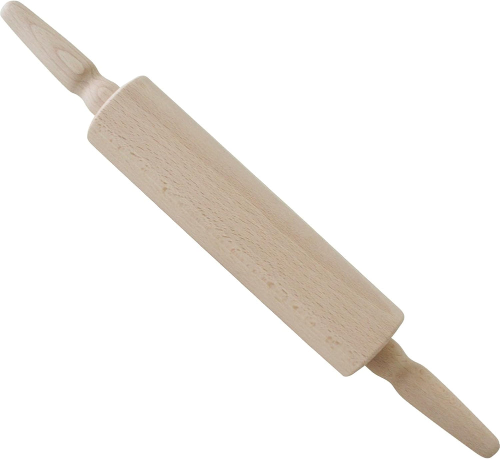 Teigroller in Braun, Teigroller aus solidem Holz, Nudelholz mit Metallachse, Holzfarben