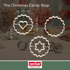 Zenker Ausstecher-Set Linzer Herz und Stern aus Edelstahl – Perfekt für Weihnachtskekse, 3-teilig, inkl. Geschenkverpackung, spülmaschinengeeignet und rostfrei – The Christmas Candy Shop