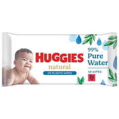 Huggies Naturalnie biodegradowalne chusteczki nawilżane dla wrażliwych dzieci, 8 x 48 chusteczek, opakowanie zbiorcze