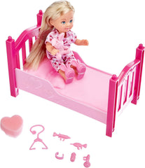 Simba 105733407 - Evi Love Get Well, Puppe mit Windpocken, mit Farbwechsel, inklusive Schwamm zum gesund Machen, mit Bett, Ankleidepuppe, 12cm, für Kinder ab 3 Jahren