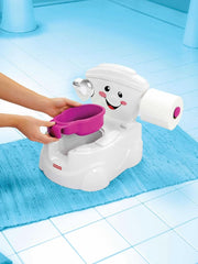 Toaleta Fisher-Price Meine Erste, Baby Töpfchen, Mit Musik & Lustigen Sätzen, Tragbare Baby Toilette, Abnehmbarer Toilettenaufsatz, Wersja Deutsche, Ab 1 Jahr, P4326 Akcesoria Żywność i karmienie piersią Sklep Bebe Naty