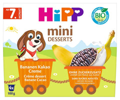 HiPP Mini Dessert Organiczny krem bananowo-kakaowy (opakowanie 6 x 4 x 100 g), od 7 miesiąca życia, w praktycznych kubeczkach, bez dodatku cukru, najwyższej jakości organicznej