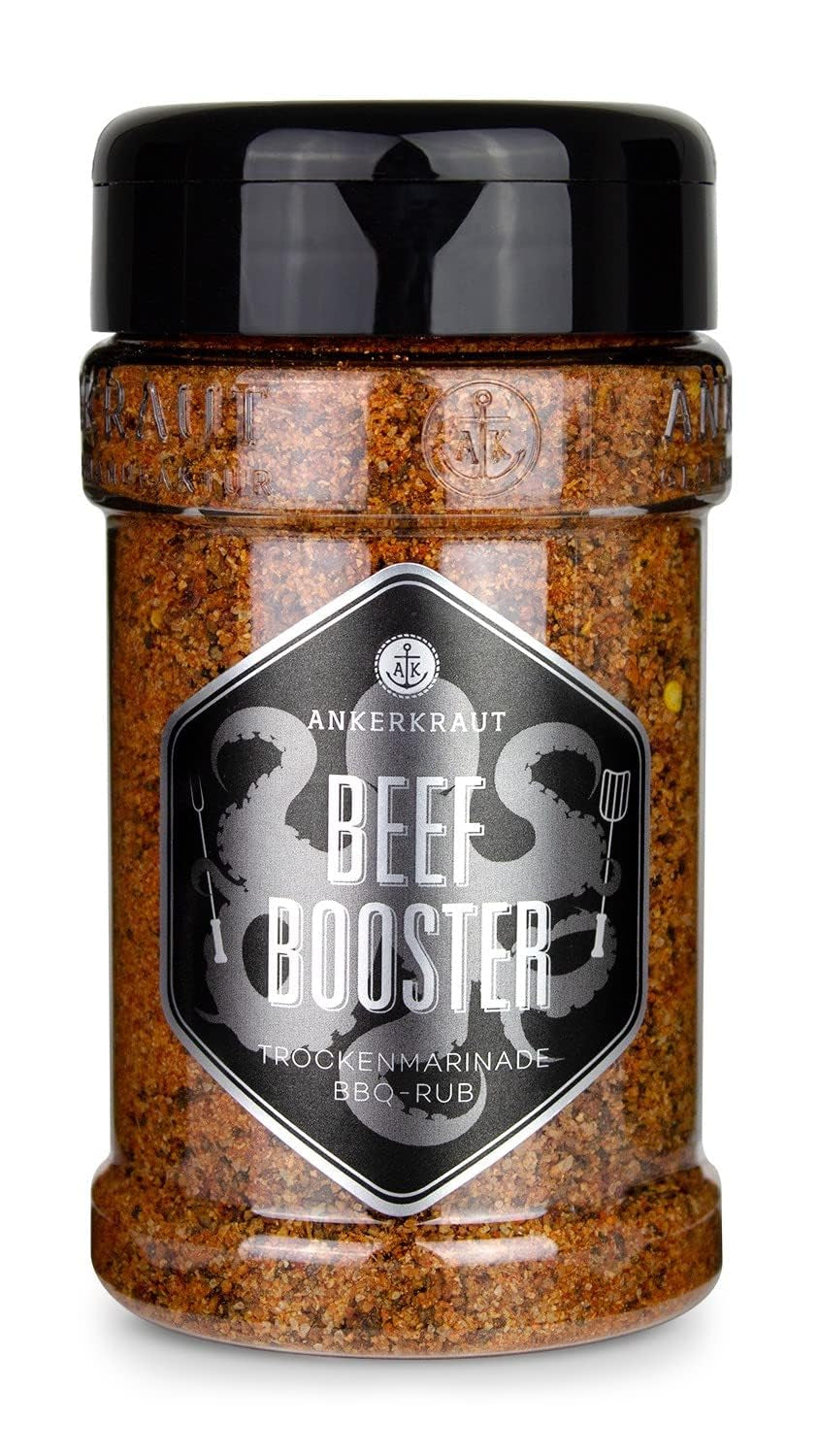 Ankerkraut Booster wołowy, Rub Brisket and Steak Gewürz, Gewürzmischung für Fleisch, 230g w Streuer