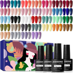 JODSONE 36-Teiliges Gel-Nagellack-Set, 32 Farben, Gel-Nagellack-Set, Basislack, Glänzend, Matt Und Glitzernder Decklack, Nagellack-Set, Grün, Blau, Rot, Rosa, Kollektion, Geschenke Für Frauen