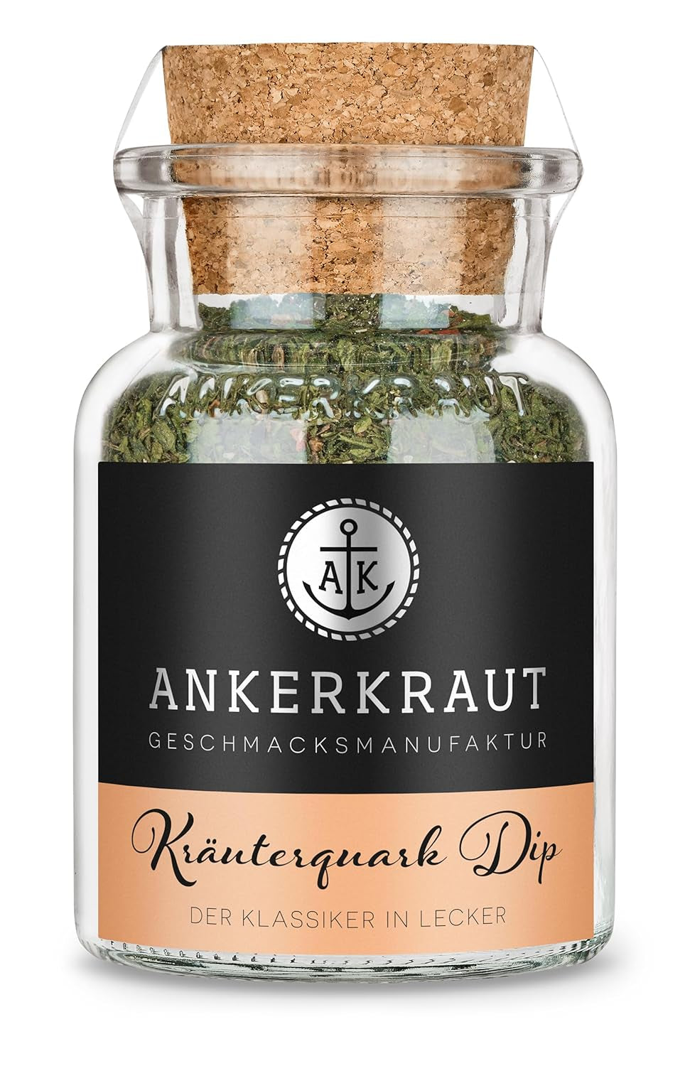 Ankerkraut Kräuterquark Dip, Gewürzmischung für Quark, Ohne Geschmackverstärker, Premium Qualität, Alternative Joghurt und Soja-Quark, Aufstrich selber machen, 55 g w szkle korkowym