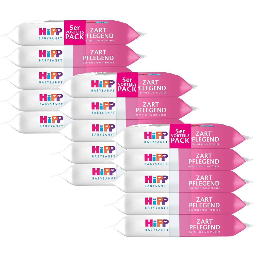 HiPP Babysanft Delicates Chusteczki nawilżane dla niemowląt 720 sztuk (3 x 240) z organicznym ekstraktem z migdałów, wyjątkowo przyjazne dla skóry, do delikatnego czyszczenia wrażliwej skóry dziecka