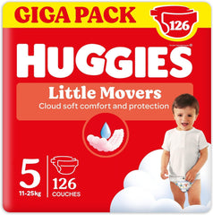 Pieluchy Huggies Little Movers, Disney Design, rozmiar 5, 126 sztuk (3 x 42), pudełko miesięczne