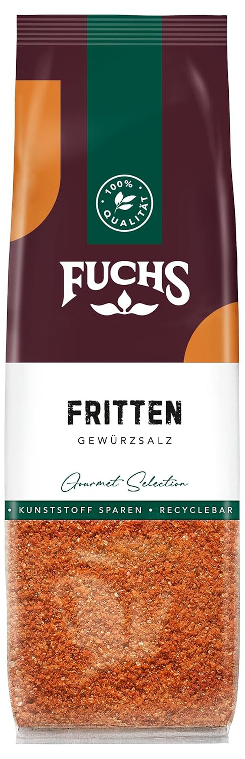 Fuchs Gewürze - Fritten Gewürzsalz im recyclebaren Nachfüllbeutel, Salz zum Würzen von Pommes Frites, Kartoffel-Ecken, Bratkartoffeln - 80 g
