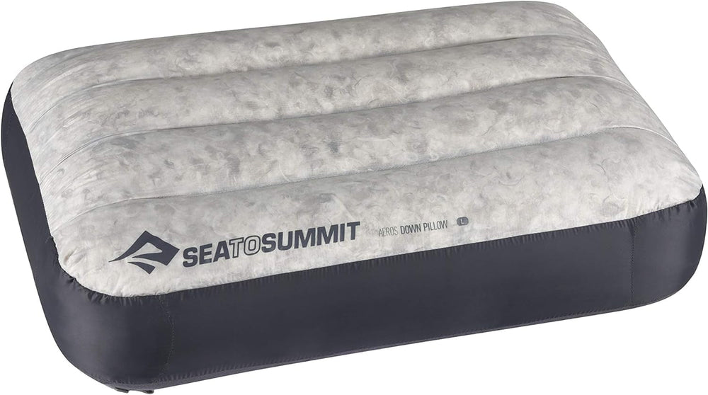 Sea to Summit - Aeros Down Travel Pillow L - Ultralight & Inflabilă - Material 10D - Pernă din puf Premium - Antiderapantă - Pentru drumeții și camping - 42 X 28 X 12 Cm - Gri - 95 G Perne calatorie Naty Shop Gri Mare