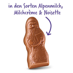 Milka Mini Santas – Mieszanka mleka alpejskiego, śmietanka mleczna i orzechy laskowe w świątecznym opakowaniu jednostkowym – 120g