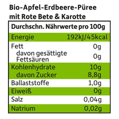 FRECHE FREUNDE Organiczne wyciskane torebki owocowe z jabłkami, truskawkami, burakami i marchewką, puree owocowo-warzywne w wyciskanej torbie dla dzieci od 6. miesiąca życia, wegańskie, opakowanie 6 szt. (6 x 100 g)
