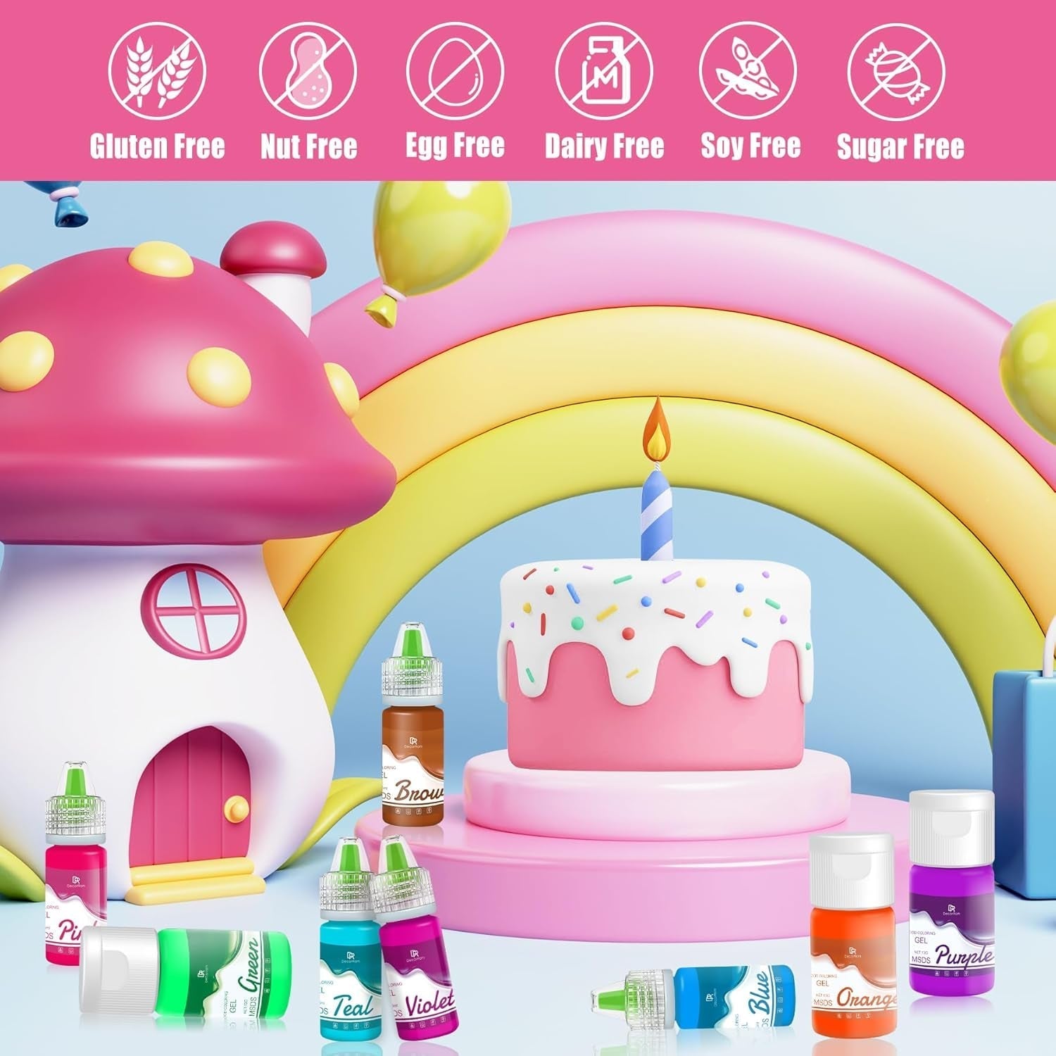 Colorant alimentar gel - 26 de culori coloranți alimentari concentrați în gel pentru decorarea torturilor, copt, fursecuri, macaroane - Colorant alimentar fără zahăr pentru băuturi, decorarea torturilor, slime DIY, ouă de Paște - 6 ml fiecare