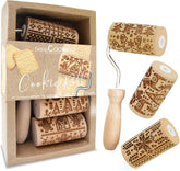 ScrapCooking 3798 Zestaw świątecznych ciasteczek – 3 Mini-Gebäckrollen aus Holz mit Motiven – Dekos mit Prägung – Form für Kekse, Sandgestrahlt, Kekse