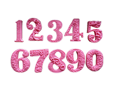 Set 10 decoratiuni comestibile din pasta de zahar, Cifre roz Decoratiuni din Pasta de Zahar Naty Shop