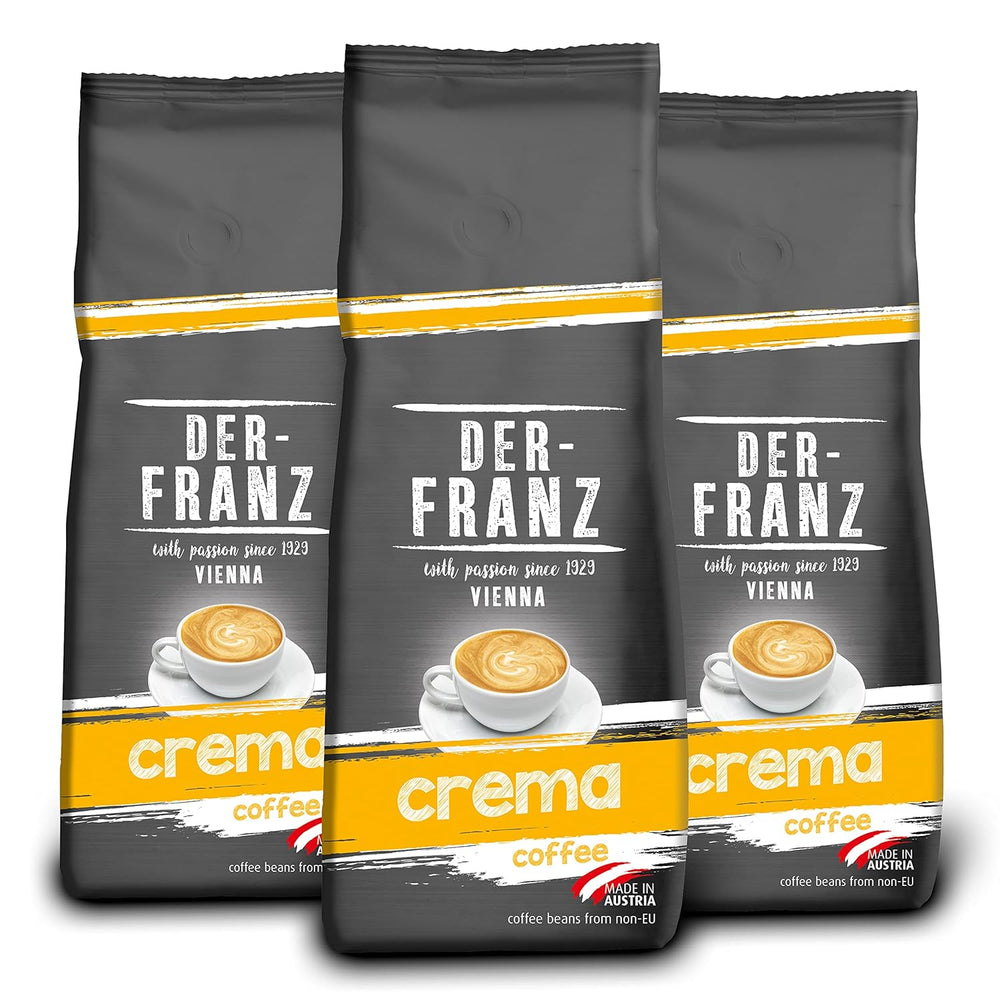 DER-FRANZ Kaffee Crema, Intensität 4/5, 100% Arabica, ganze Kaffeebohnen, 3 x 500 g
