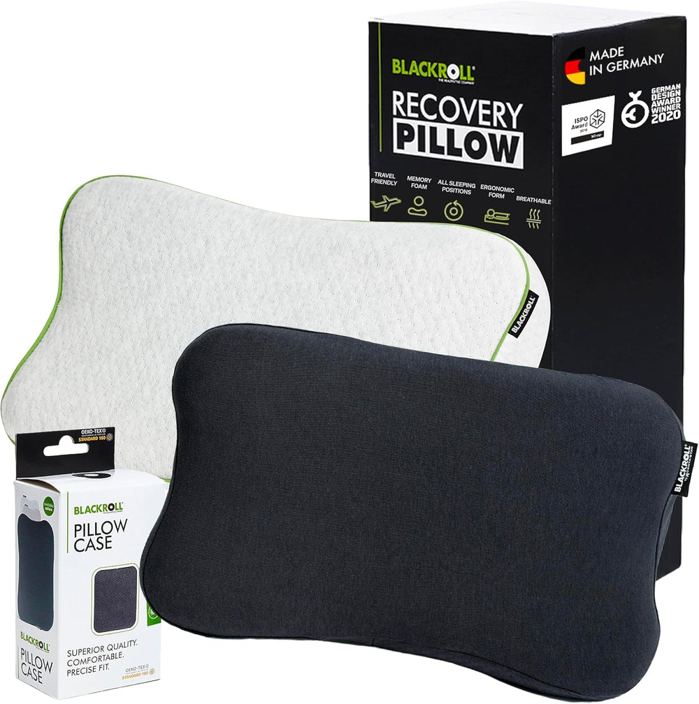 BLACKROLL® Recovery Pillow Set Jersey, Orthopädisches HWS Nackenkissen Aus Memory-Foam - Made in Germany Perne ortopedice cervicale Naty Shop Kissen + Kissenbezug Anthrazit