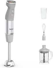 Tefal Quickchef+ 3-w-1 XL Stabmixer/Zerkleinerer/Schneebesen, 1000 W, Intuicyjny Geschwindigkeitsregelung, Turbo-Taste, Powelix-Messer-Technologie, Edelstahl, Grau, HB67MB30 Kitchen Naty Shop