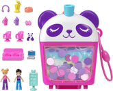 Polly Pocket păpuși și set de joacă, Bubble Tea Panda Box, jucărie pentru animale cu 2 păpuși mici, Panda și accesorii pentru mâncare, HWN95 Papusi Naty Shop Bubble Tea Panda