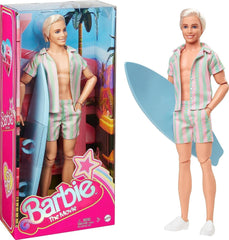 Barbie: film dla fanów filmów o lalkach, lalka Ken, lalka kolekcjonerska z deską surfingową i tenisówkami, ruchome ciało, włosy w kolorze platynowego blond, odpowiednia jako prezent dla 3-letnich dzieci, domyślny tytuł lalki HPJ97 Naty Shop