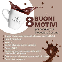 Ciocolată caldă italiană aromă Cortina CLASSIC - (15 X 30 g) Porție unică plic, 450 g Cacao si Ciocolata Calda Naty Shop