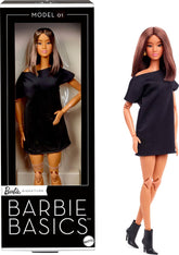 Barbie Basics Model 1, păpușă de colecție cu păr brunet, rochie mini neagră și pantofi, modă universală, corp mobil și cap interschimbabil, JBH72 Papusi Naty Shop Titlu implicit