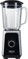 CR 4077 Mikser stojący Mit 1,5L Glasbehälter, Smoothie Maker, Hochleistungsmixer, Mahlung, Eis-Zerkleinerung, Pulsfunktion, Edelstahlklingen, 2 Geschwindigkeiten, 1000W, Schwarz/Silber Kitchen Naty Shop