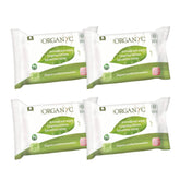 Organyc Wilgotne chusteczki do higieny intymnej, wykonane w 100% z certyfikowanej bawełny organicznej – 4 opakowania po 20 chusteczek (łącznie 80 chusteczek)