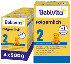 2 Folgemilch (4 x 500 g), nach dem 6. Monat, mit Witamina C i D, Omega-3 (DHA), altersgerecht sättigend