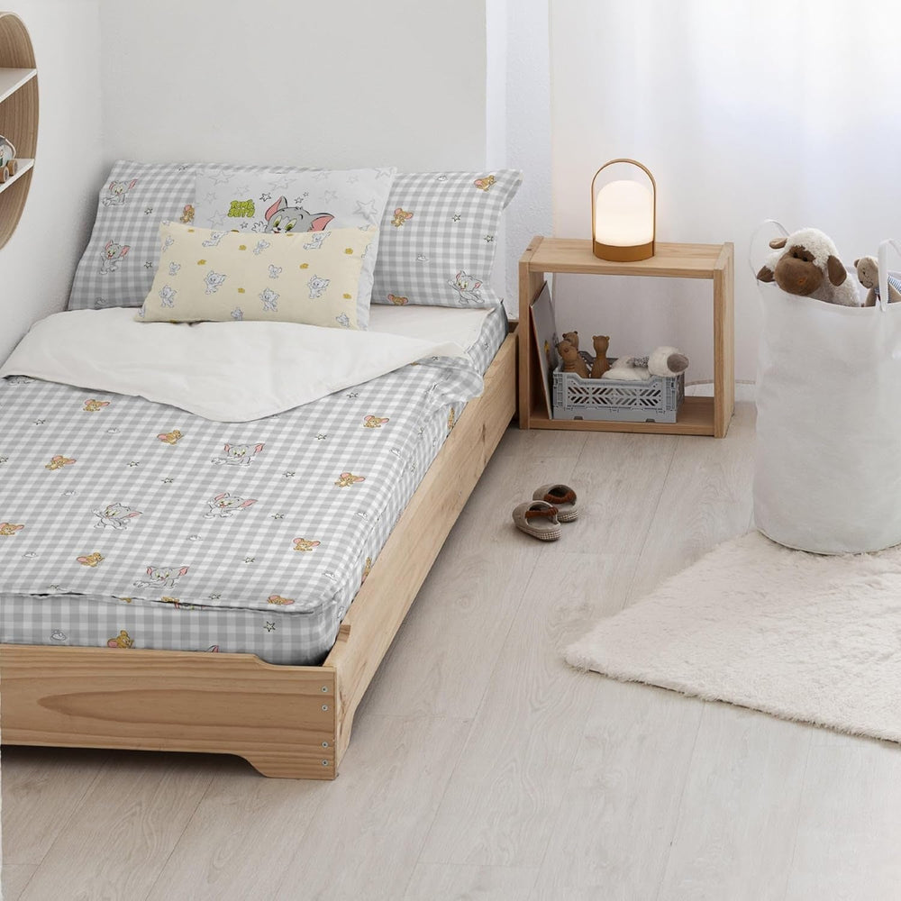 Belum | Plapumă 100% bumbac, model Tom Jerry Vichy, pentru paturi late de 90 cm (90 X 200 cm) Plapumi si pilote Naty Shop Tom Jerry Vichy Complet