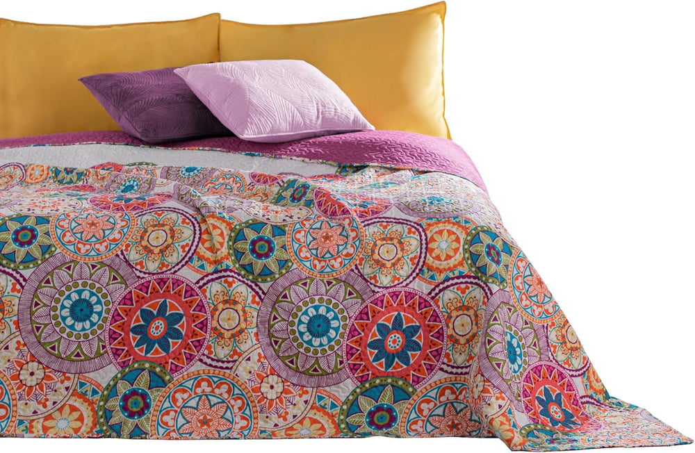 Decoking 12222 Narzuta 200X220 cm Różowy Fioletowy Biały Kolorowy Antracyt Narzuta Dwustronna Kolorowy Różowy Biały Fioletowy Pikowanie Bibi Łóżka i koce Besuche den DecoKing-Store Fioletowy Biały 200X220