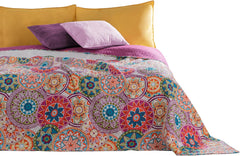 Decoking 12222 Narzuta 200X220 cm Różowy Fioletowy Biały Kolorowy Antracyt Narzuta Dwustronna Kolorowy Różowy Biały Fioletowy Pikowanie Bibi Łóżka i koce Besuche den DecoKing-Store Fioletowy Biały 200X220